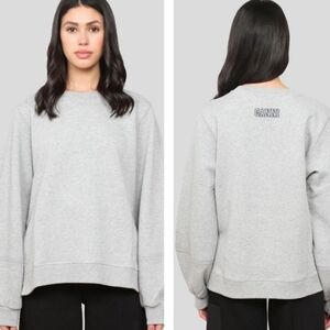GANNI LOGO GREY PULLOVER SWEATSHIRT